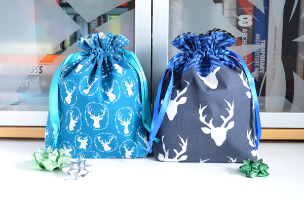 Blue Deer Fabric Gift Bag