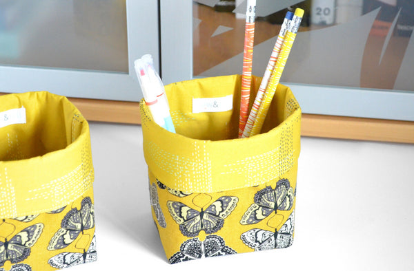 Yellow Butterfly Fabric Plant Pot
