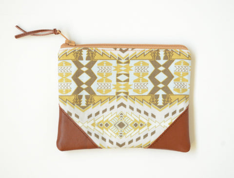 Beige Aztec Coin Purse