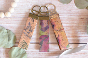 Floral Cork Leather Keychain Gifting Set