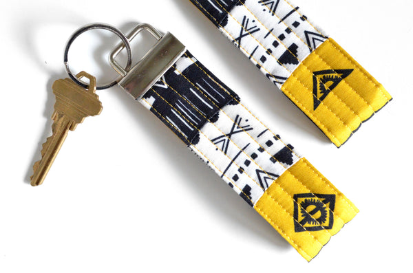 Black & Yellow Boho Patchwork Keychain