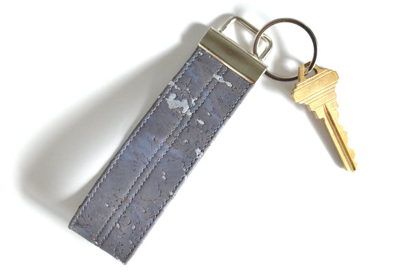Grey Cork Leather Keychain