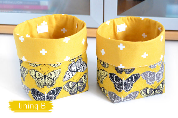 Yellow Butterfly Fabric Plant Pot