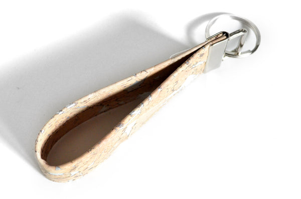 Silver Cork Leather Keychain