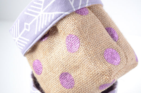 Purple Burlap Fabric Plant Pot