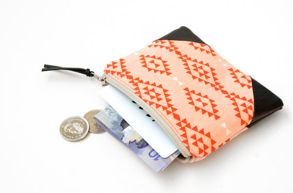 Coral Nomad Leather Coin Purse
