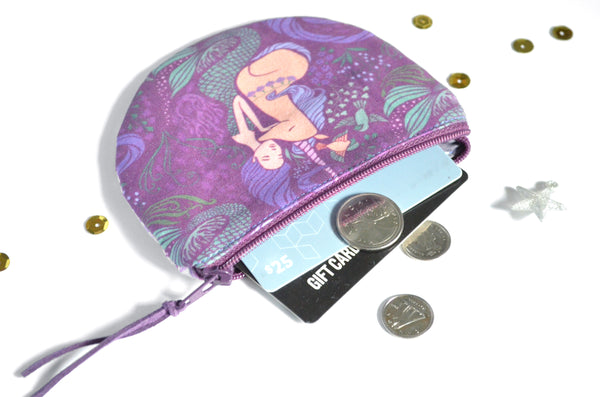 Purple Mermaid Round Coin Purse