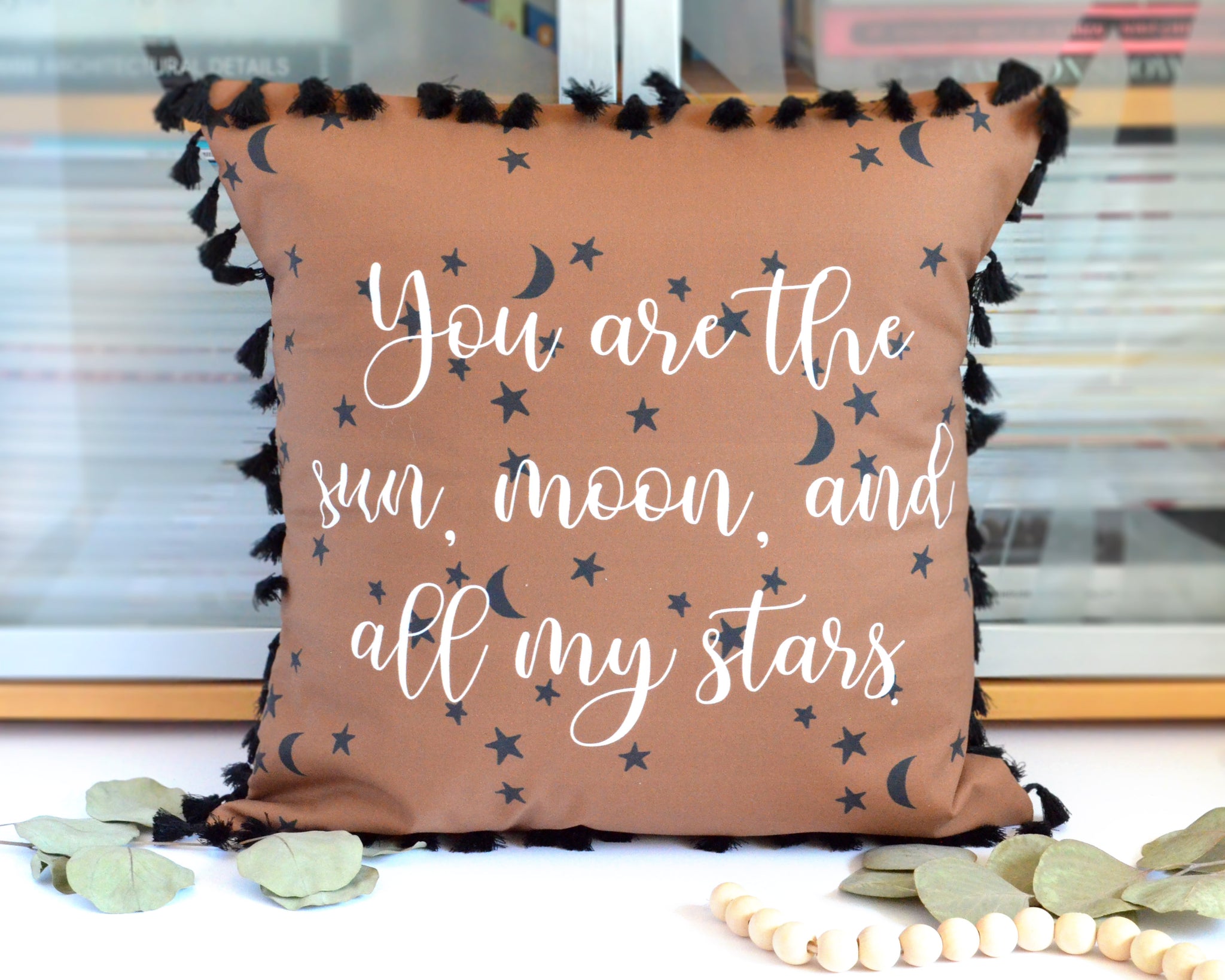 Pillow Cover - Sun, Moon, and Stars in Copper