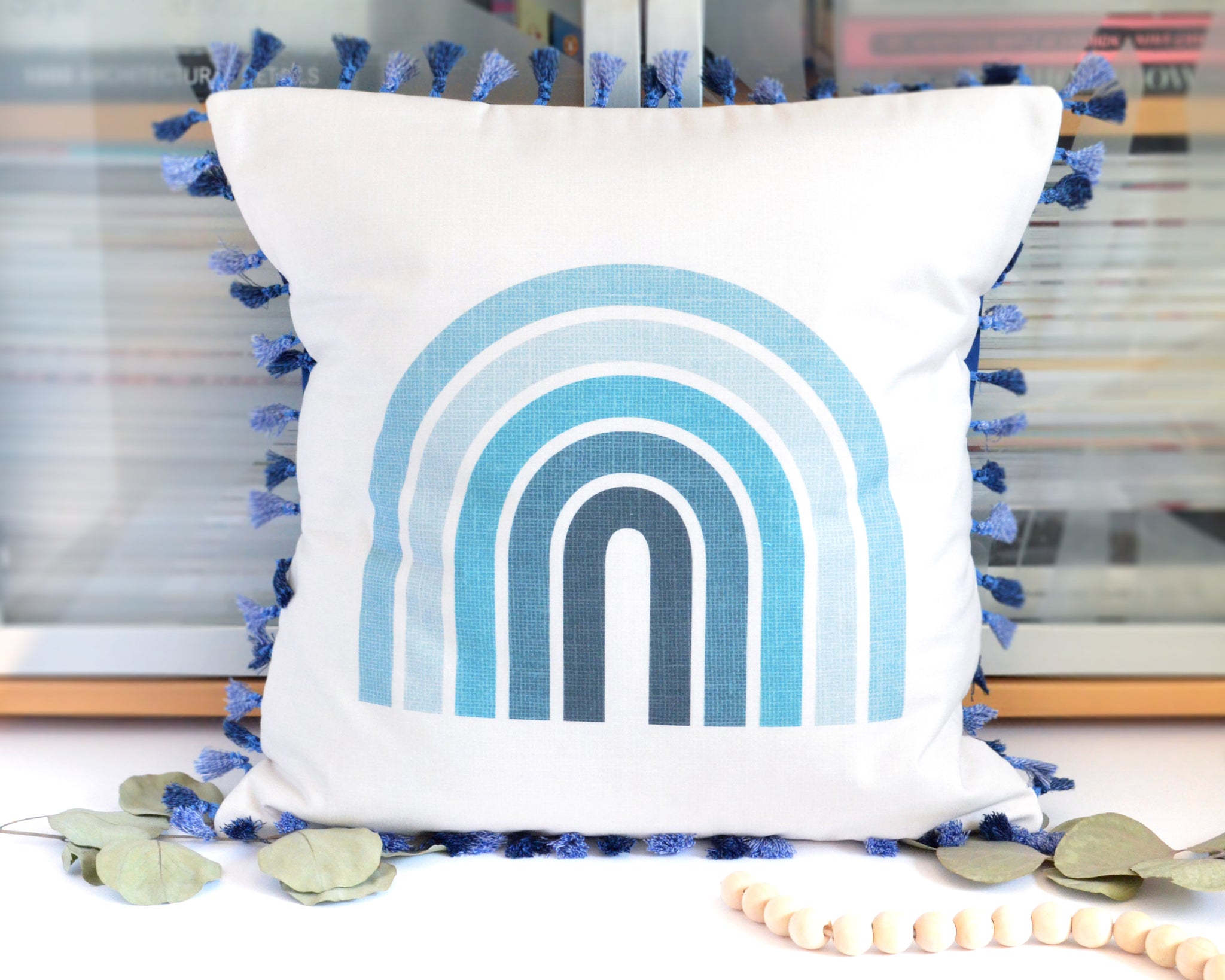 Pillow Cover - Rainbow Arches in Blue