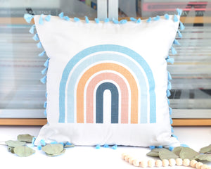 Pillow Cover - Rainbow Arches in Blue & Mustard