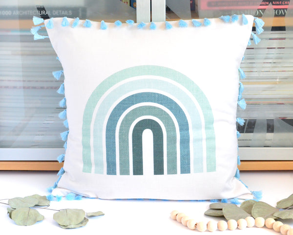 Pillow Cover - Rainbow Arches in Seafoam