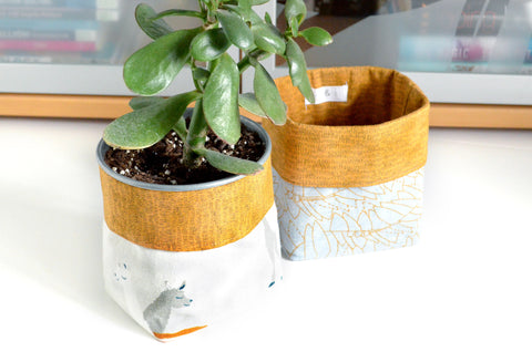 Beige Llama Fabric Plant Pot