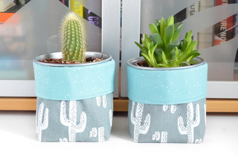 Grey Cacti Fabric Plant Pot