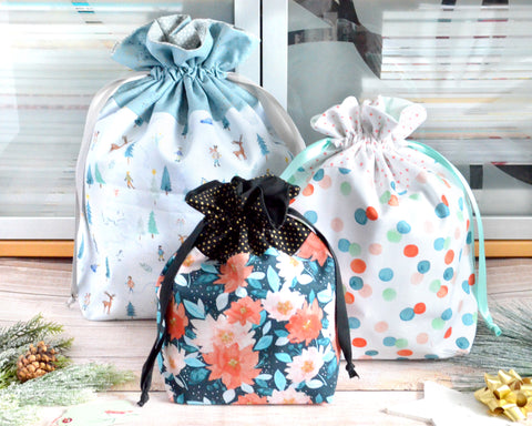 Winter Wonderland Fabric Gift Bags *X-Large, Large, & Regular Sizes*
