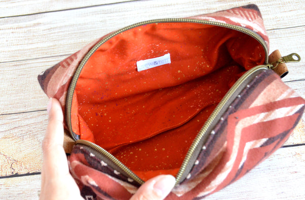 Rust Taos Flannel Boxy Toiletry Bag