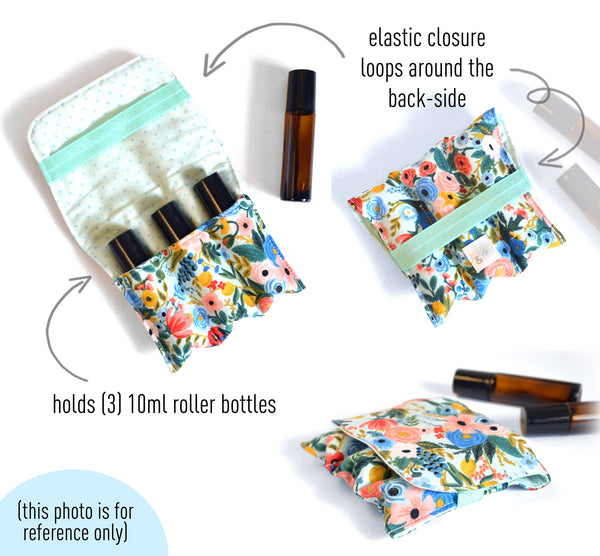 Orange Floral - Mini EO Bag & Roller Bottle Holder