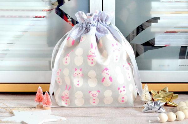 Neon Snowman Fabric Gift Bag *Regular Size*