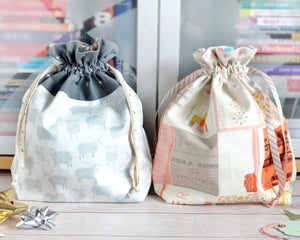Pink Labels & White Sheep Fabric Gift Bag