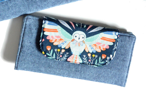 Blue Boho Owl Wallet
