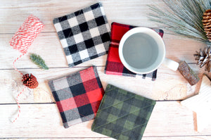 Plaid Flannel Holiday Drink Coasters
