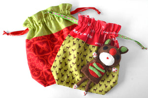 Christmas Deer Fabric Gift Bag