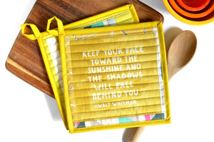 Goldenrod Quote Pot Holder Set in Yellow